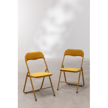 Set Van 2 Fluwelen Klapstoelen Iraida Mostaza - Sklum