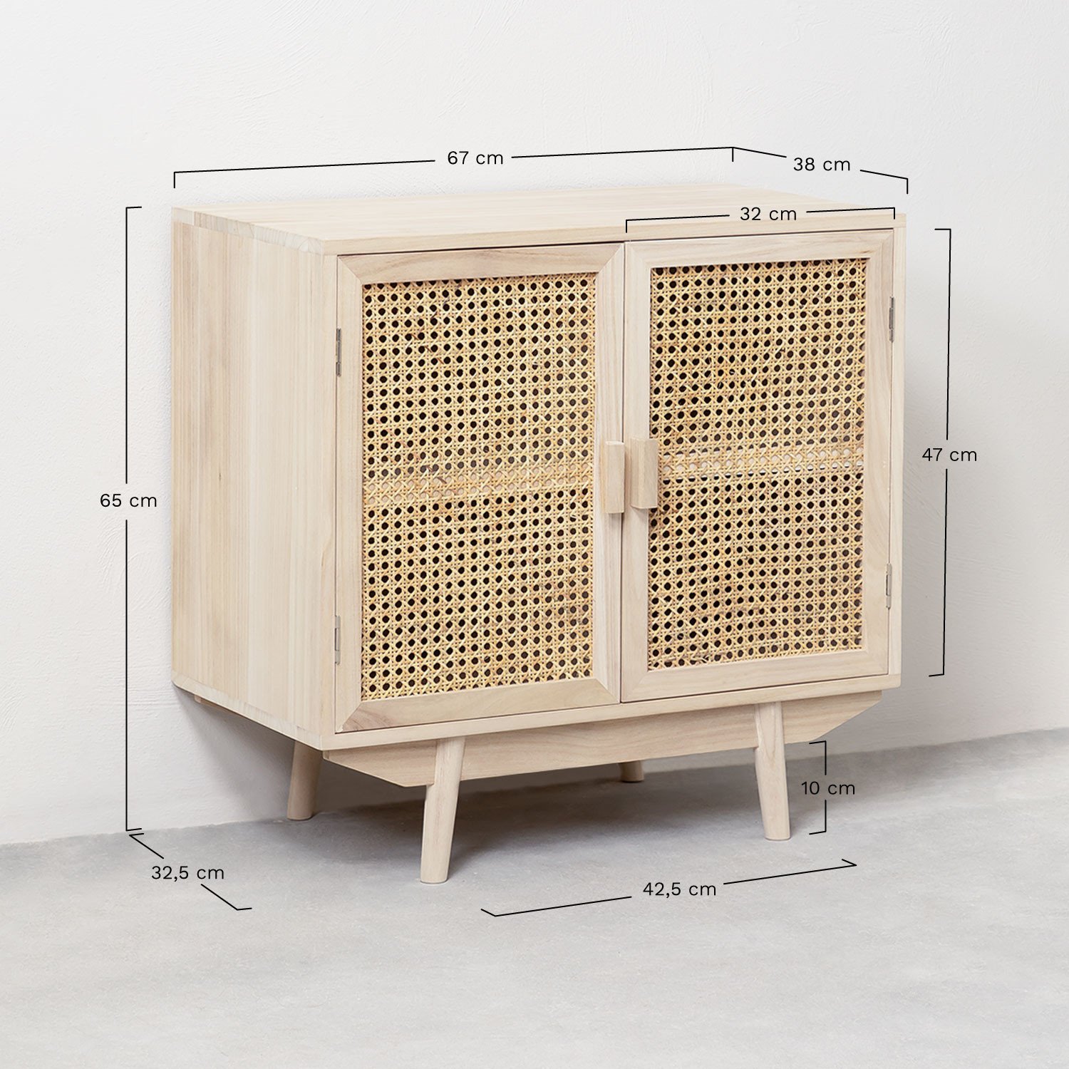 Ralik houten dressoir, AFMETINGEN