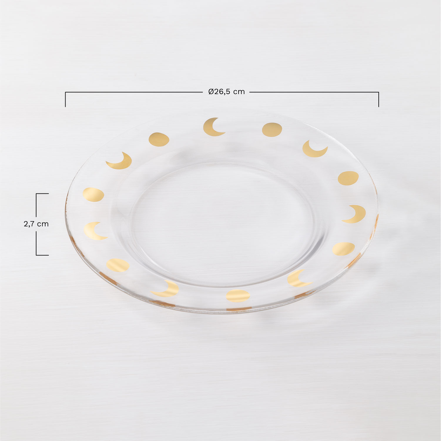 Set van 4 platte borden in kristal Exton, AFMETINGEN