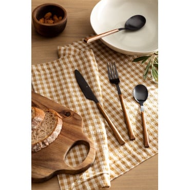 Priya 16-delige Bestekset Met Houtlook Zwart - Sklum