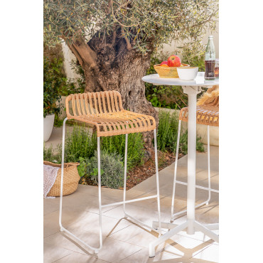 Set Van 4 Hoge Tuinkrukken Van Synthetisch Rotan Aroa ↑75 Cm & Wit - Sklum