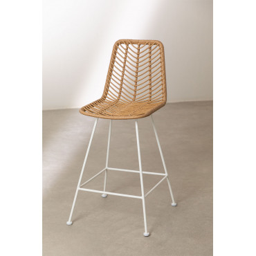 Set Van 2 Hoge Tuinkrukken In Synthetisch Riet Natuurlijk Gouda Natuurlijk & ↑65 Cm & Wit & Geen Kussen - Sklum