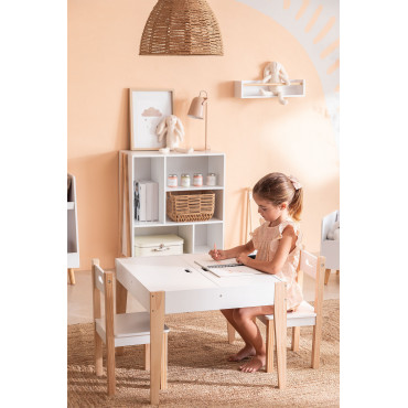 Belfy Kids Houten Tafelset Met Krijtbord En Opbergruimte En 2 Stoelen Wit - Sklum