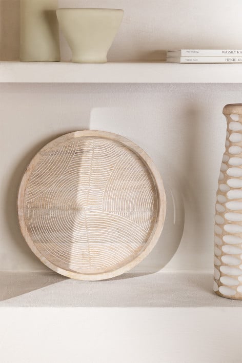 Ronde decoratieve schaal Ø38 cm in mangohout Diborna