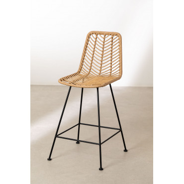 Set Van 4 Hoge Krukken In Synthetisch Riet Natuurlijk Gouda Natuurlijk & ↑65 Cm & Zwart - Sklum