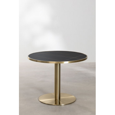 Ronde Eettafel (ø100 Cm) In Staal Briselda Goud - Sklum