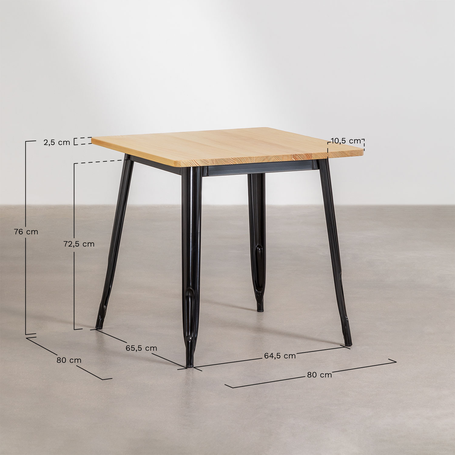 G Gespecificeerd Beschikbaar Vierkante eettafel van hout en staal (80x80 cm) LIX - SKLUM