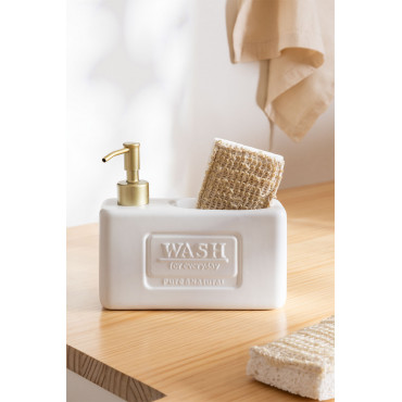 Keramische Keukenzeepdispenser Yaddiel Gold Wit - Sklum