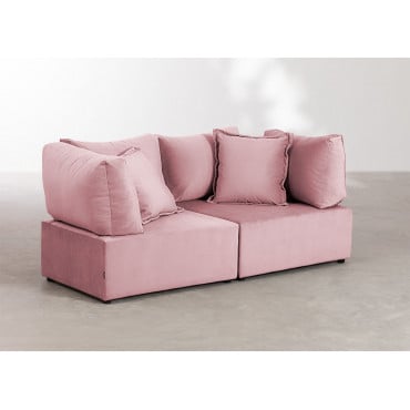 2-delige Fluwelen Modulaire Bank Met 2 Hoekfauteuils Kata Rosé - Sklum