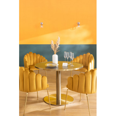 Ronde Bartafel (ø100 Cm) In Briselda-staal Goud - Sklum