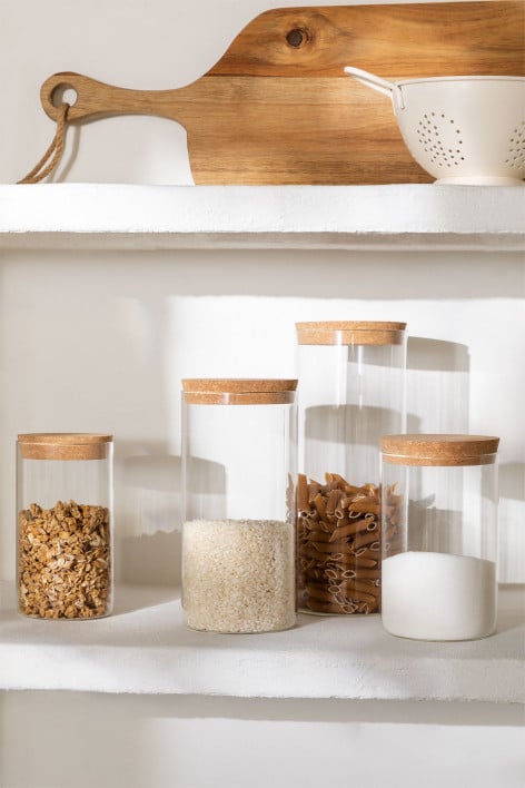 Set van 4 glazen potten Launun