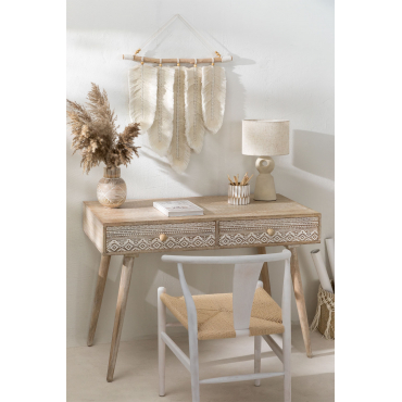 Ukurla Mangohouten Bureau Vintage Wit Hout - Sklum