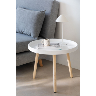Ronde Bijzettafel Ø50 Cm In Hout Sigma Wit - Sklum