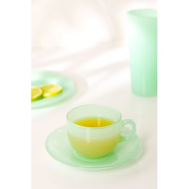 Set Van 4 Kristallen Koffiekopjes Met Schotel 15cl Ainara Ambrosia Groen - Sklum