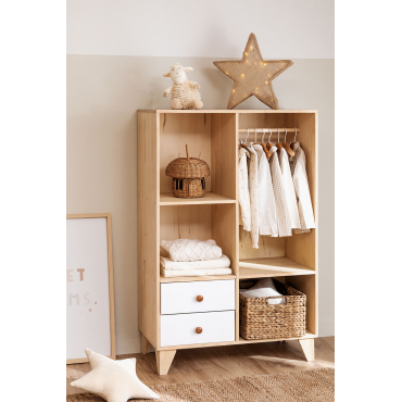 Houten Kledingkast Boxy Kids Bruin – Natuurlijk Hout - Sklum