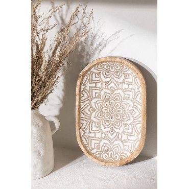 Set Van 2 Decoratieve Dienbladen Van Mangohout Breda Wit - Sklum