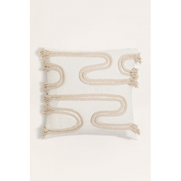 Vierkant Katoenen Kussen (45x45 Cm) Reni Beige – Linnen - Sklum