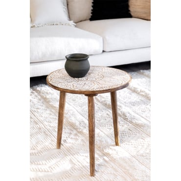Ronde Bijzettafel In Mangohout (ø45 Cm) Tienga Mangohout - Sklum