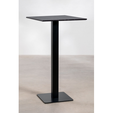 Vierkante Hoge Barkruktafel 60x60 Cm In Livanto Marmer Zwart Marquina-marmer & Zwart - Sklum
