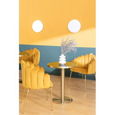 Ronde Bartafel In Steengoed (ø60 Cm) Manhattan Zwart & Goud Champagne - Sklum