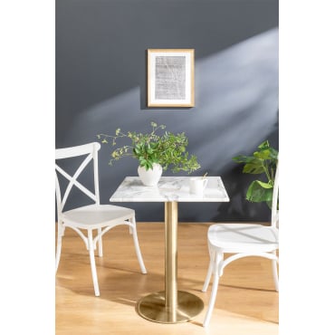 Vierkante Bartafel In Marmer Cosmopolitan Wit Marmer & ↔︎ 60 Cm & Champagne Goud - Sklum