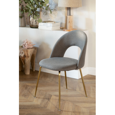 Eetkamerstoel Bekleed Met Glorys Style-stof Grijs – Taupe & Goud - Sklum