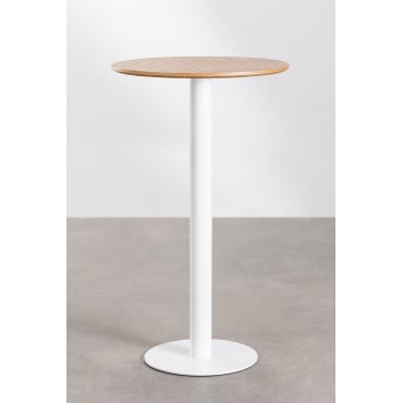 Ronde Hoge Bartafel In Essenfineer Frappe Ø60 Cm & Wit - Sklum
