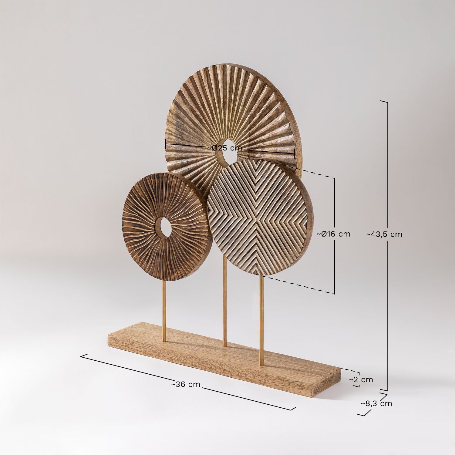 Soly mangohouten decoratief figuur     , AFMETINGEN