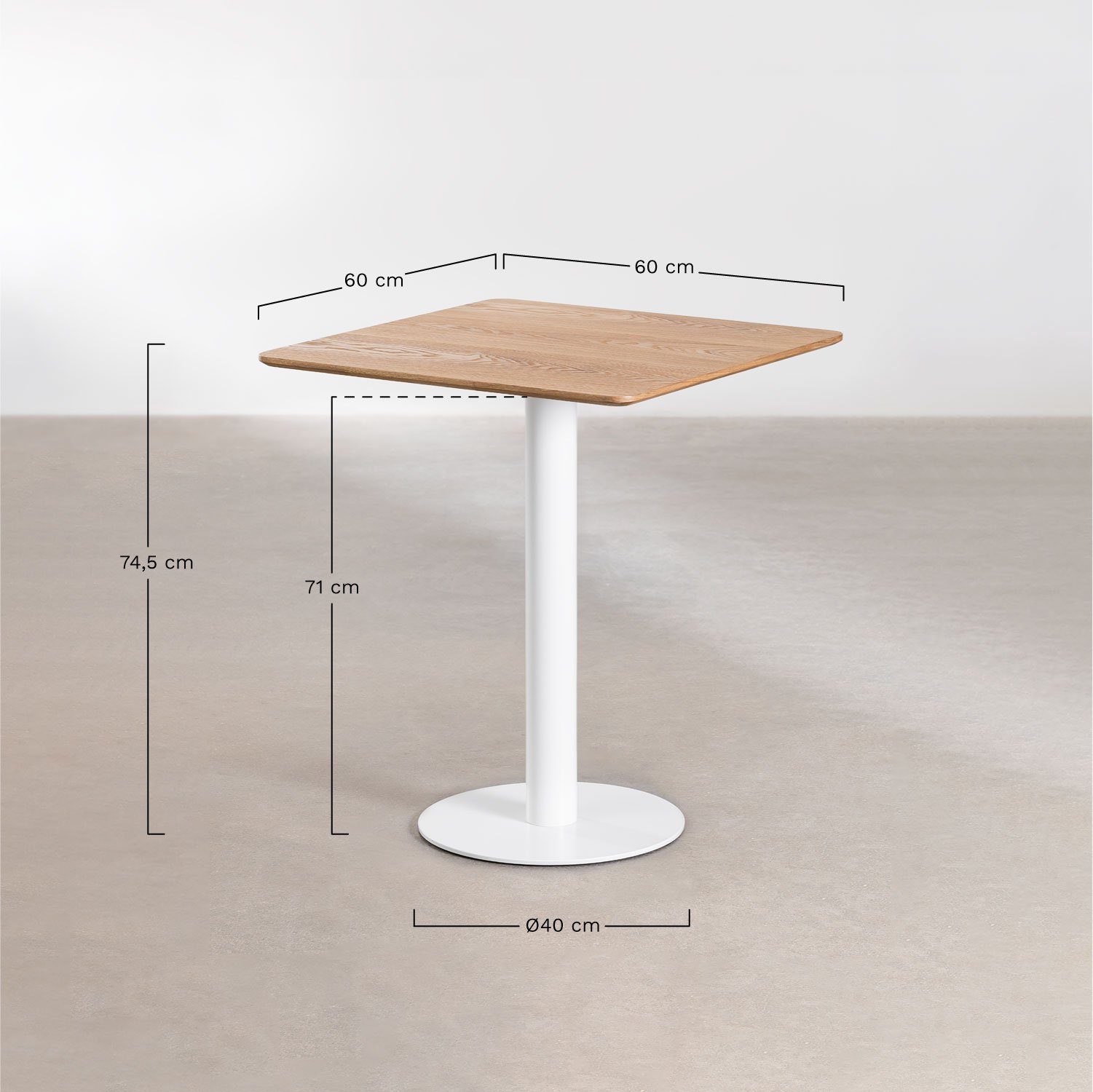  Frappe Ash Vierkante bartafel fineer, AFMETINGEN