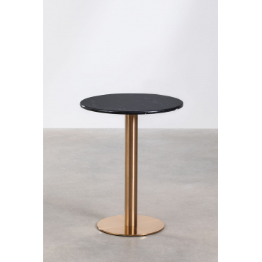 Ronde Bartafel In Marmer Cosmopolitan Zwart Marmer & Ø60 Cm & Roségoud - Sklum