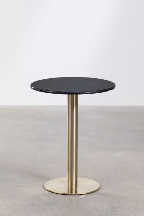 Cosmopolitan ronde marmeren bartafel - Zwart Marquina-marmer