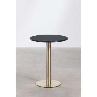 Cosmopolitan Ronde Marmeren Bartafel Zwart Marquina-marmer & Ø60 Cm & Champagne Goud - Sklum