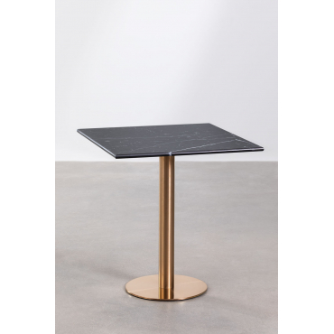 Cosmopolitan Vierkante Marmeren Bartafel Zwart Marquina-marmer & ↔︎ 70 Cm & Roségoud - Sklum