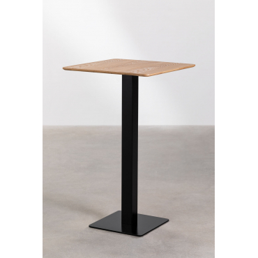Vierkante Hoge Bartafel In Espresso Ash Fineer ↔︎ 60 Cm & Zwart - Sklum