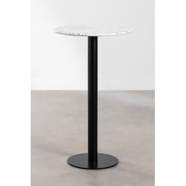 Ronde Hoge Bartafel In Terrazzo (ø60 Cm) Dolce Wit - Sklum