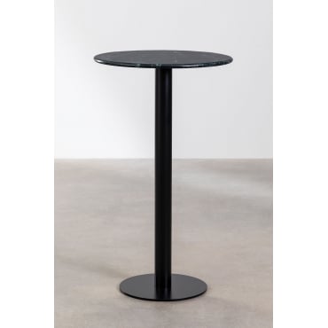 Ronde Hoge Bartafel Ø60 Cm In Rocher Marmer Groen Marmer & Zwart - Sklum