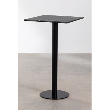 Hoge Vierkante Marmeren Bartafel (60x60 Cm) Rocher Zwart Marmer & Zwart - Sklum