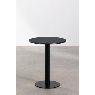 Ronde Marmeren Bartafel (ø60 Cm) Rocher Zwart Marmer & Zwart - Sklum