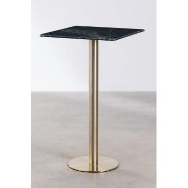 Hoge Vierkante Marmeren Bartafel (60x60 Cm) Cosmopolitan Groen Marmer & Champagne Goud - Sklum