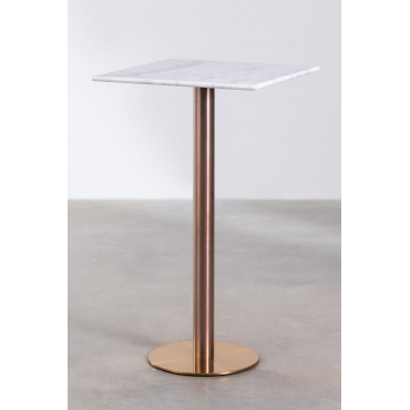 Vierkante Hoge Barkruktafel 60x60 Cm In Cosmopolitan Marmer Wit Marmer & Roségoud - Sklum