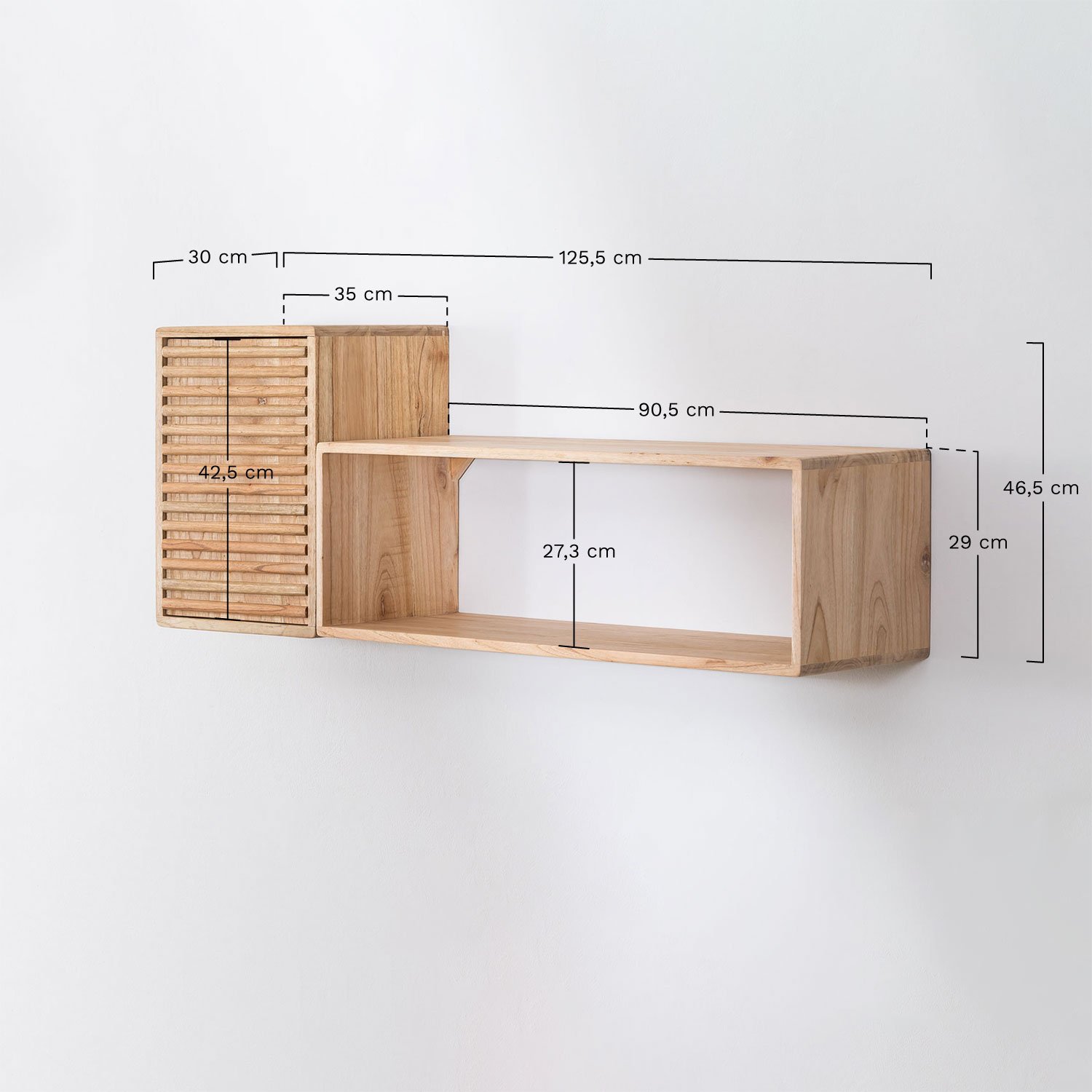 Set van 2 houten wandplanken Deleyna, AFMETINGEN