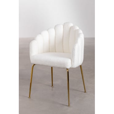 Set Van 4 Chenille Eetkamerstoelen Markina White - Sklum