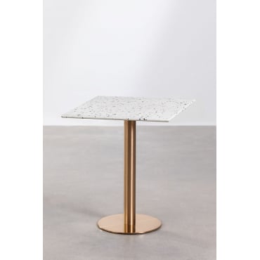 Vierkante Terrazzo Bartafel (60x60 Cm) Malibu Wit & Roségoud - Sklum