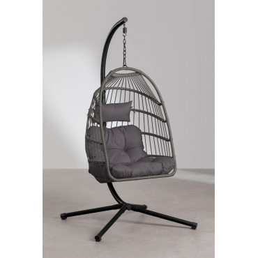 Hangfauteuil Met Onderstel En Kussen Anoop Grijs – Beton - Sklum