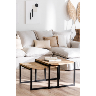 Bijzettafels Van Gerecycled Hout Emet Style Gerecycled Hout - Zwart - Sklum
