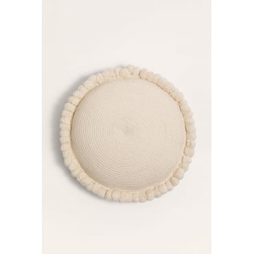 Katoen Gevlochten Rond Kussen Olets Beige – Crème - Sklum