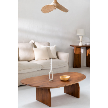 Salontafel Van Acaciahout (135x80 Cm) Bedum Ash Brown - Sklum