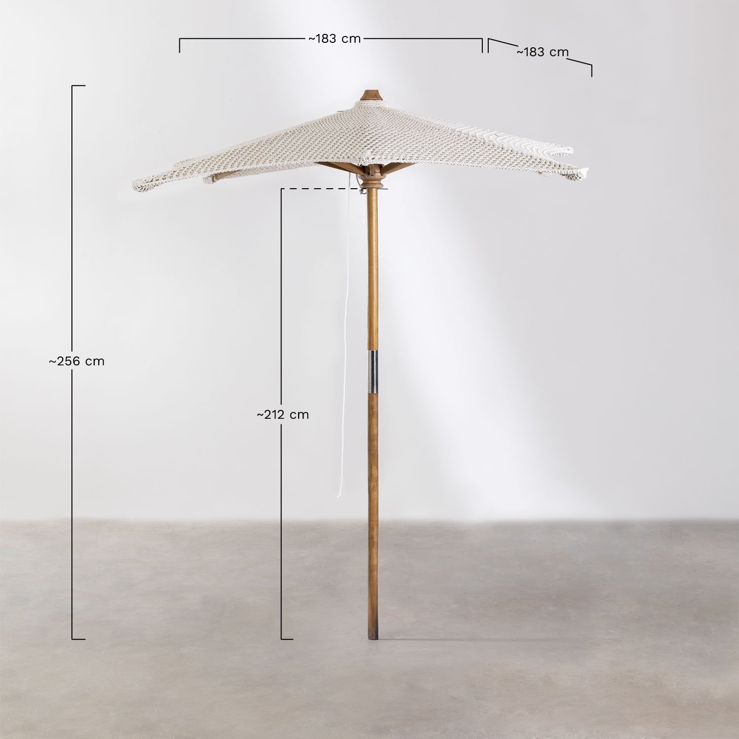 Implementeren kiespijn Soepel Paraplu in teakhout en macramé (183x183 cm) Poike - SKLUM