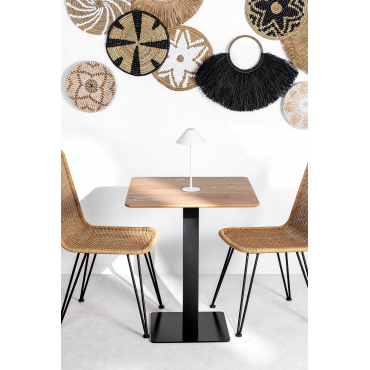 Vierkante Bartafel In Espresso Ash Fineer ↔︎ 60 Cm & Zwart - Sklum