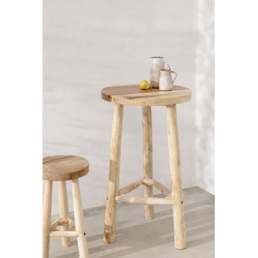 Ronde Tuintafel Hoog Ø60 Cm In Hout Narel Bruin – Natuurlijk Hout - Sklum